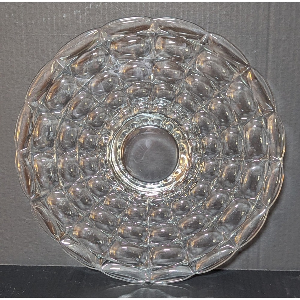 Vintage Indiana Glass Clear Constellation Footed Cake Stand 13"